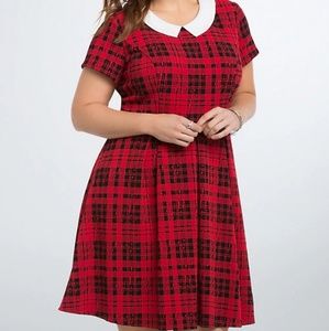 Torrid Red Lace Plaid Skater Dress - Size 4